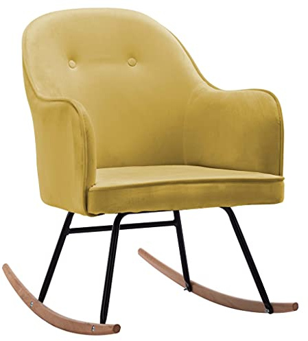 vidaXL Sedia a Dondolo Seggiola Poltrona Poltroncina Sedile Poltrona per Salotto Sedia per Salone Mobili Arredo Arredamento Giallo Senape in Velluto