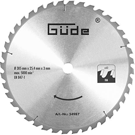 Güde 54987 Holzsägeblatt HM 305x25,4x60Z (Messer Hartmetall – 305 x 25 mm mit 4x60 Zähne)