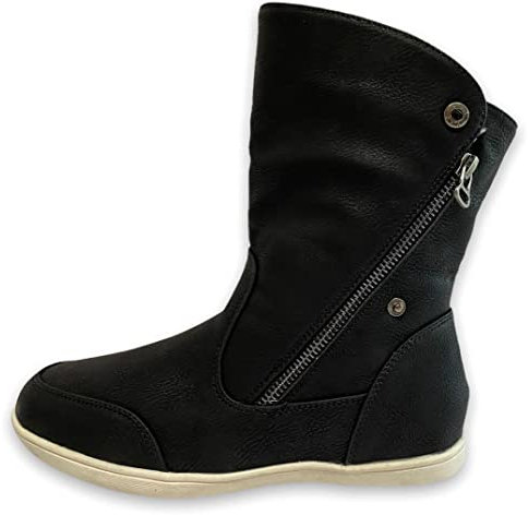 Pogolino Damen Stiefeletten warm gefüttert - Stiefel Boots mit Reißverschluss - Schuhe Winter Schneeschuhe Outdoor Women - ST854 Schwarz 40