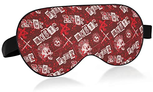 Skull Punk Rock Music Poster Masque de sommeil en tissu pour les yeux d'oiseau, bandeau pour les yeux, masque pour les yeux super lisse