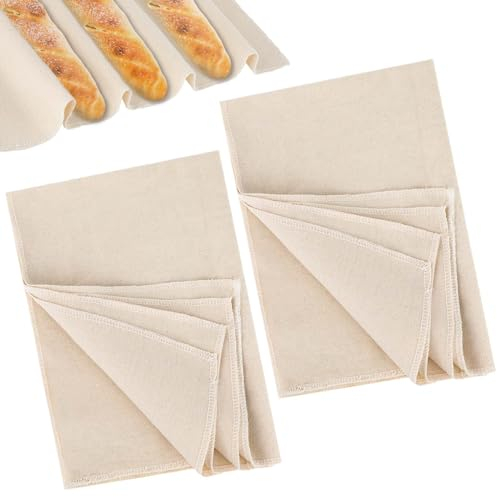 Lot de 2 étamines en lin naturel - 75 x 45 cm - Accessoire de pâtisserie - Toile de boulangerie pour la préparation de la pâte - Grande toile de cuisson - Toile de cuisson