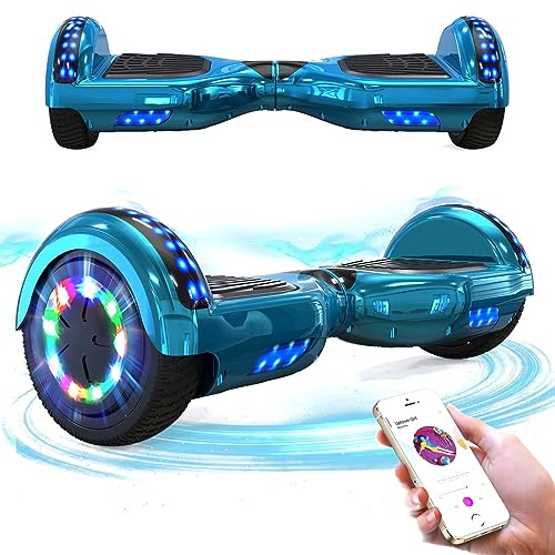 RCB Hoverboards for Kids and Adults 6.5 inch, Hoverboards with Bluetooth - Speaker - Colorful LED Lights, Hover Board Gift for Kids and Teenager