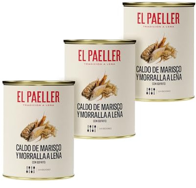 EL PAELLER - Brodo di Pesce | Cotto a Legna con Ingredienti 100% Naturali | Perfetto per Paellas, Risotti e Stufati | Confezione da 3 unità, 3L | Senza Conservanti