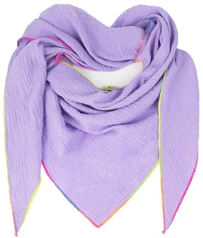 Gloop Foulard triangulaire XXL pour femme - Ne gratte pas la peau, violet | Écharpe d'automne, d'été, fine, douce, de nombreuses combinaisons de couleurs, légère, fabriquée en Italie