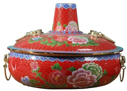 Varm Gryta Hot Pot Köttgryta Induktion Stock Pot Kinesisk Hot Pot Induktion Kökskärl Köksgryta Koppargryta Shabu Gryta (Color : Rot, Size : 30cm)