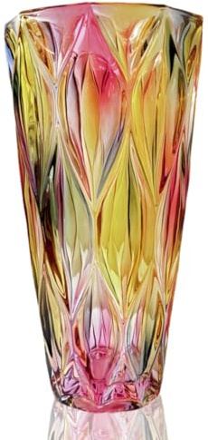 Colorful vase, Crystal Glass Large Vase Decorative Colorful Flower Vase Plant Container, for Home Decor,Wedding Decor,Centerpieces,Party