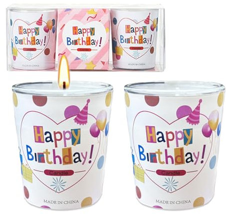 Ronoza 2 Stück Geburtstagsgeschenk für Frauen, Happy Birthday Geburtstagskerze, Kerze Geburtstag, Geburtstagsgeschenke für Frauen Jungen Mädchen Erwachsene (Kamille Duftend)