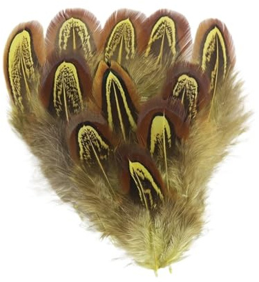 50 pièces/lot de plumes de faisan colorées, plumes de coq, robes, bijoux, artisanat en plumes, accessoires, décorations de vacances(Yellow)