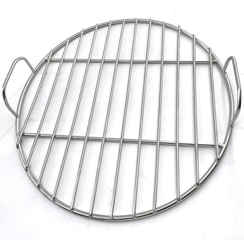 Rundes Grillgitter, Edelstahl, rundes Gitternetz, Grillnetz, Backblech, Grillrost mit Griff, für Gartenofen, Herd (35 cm)