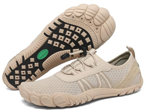 SAGUARO Escarpines Mujer Zapatillas Agua Hombre Secado Rápido Barefoot Zapatos de Agua Antideslizante Escarpines Surf Ligeras Zapatillas Minimalistas para Playa Snorkel Kayak Caqui Claro,Gr.39