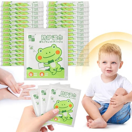 30 Pcs Mosquito Repellent Wipes - Peppermint Oil Insect Repellent Wipes Individually Wrapped, Safe & Effective Bug Insect Protection for Outdoor Activities, Natural Plant-Based, Long-Lasting
