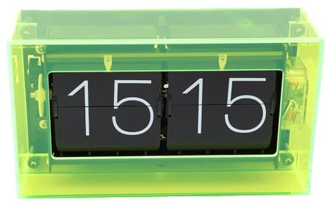 Phefop Retro Flip Down Klocka, Batteridriven Mekanisk Vintageklocka för Skrivbord och Heminredning (Fluorescerande färg)