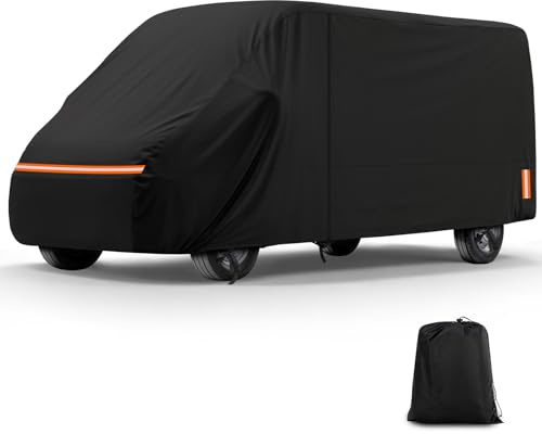 Coviek Housse Camping Car pour Fiat Ducato Peugeot Boxer Bâche de Protection Fourgon 420D Oxford Imperméable Respirant avec Fermetures Éclair Étanches 636 x 202 x 252 cm