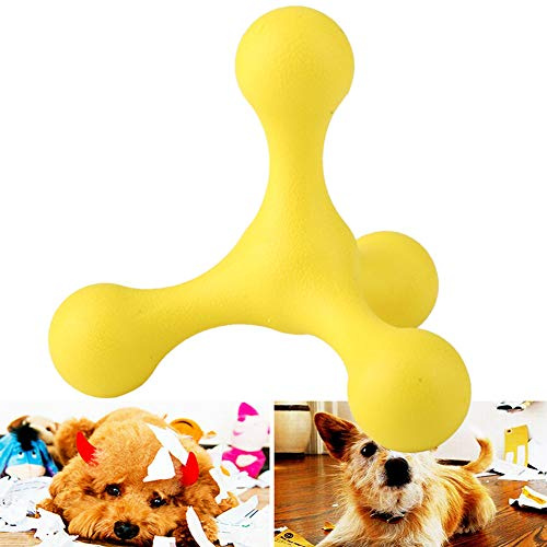 RASTKY Jouet Interactif de Boule à Mâcher de Chien de Son Grinçant Résistant aux Morsures avec l'anneau de Cloche pour la santé Dentaire de Dentition (Yellow)