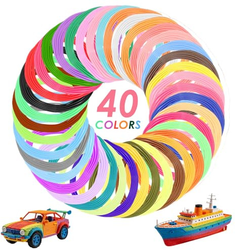 Goshoppers Lot de 40 filaments pour stylo 3D - 5 m chacune - Filament PCL - 1,75 mm - Matériaux d'impression pour basse température - Accessoires pour stylo d'impression 3D