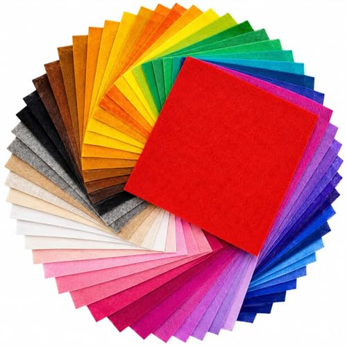 100 PCS Felt Sheets, Craft Felt Fabric for Party Decor Christmas Ornaments | Festive Crafts, Art Supplies, Polyester Soft Thick coloured felts for DIY Crafting Sewing Patchwork Arts and Bulletin Boards