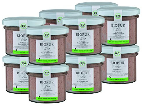 Bio Diät-Katzenfutter bei Struvit-Harnsteinen für Katzen 12x100g
