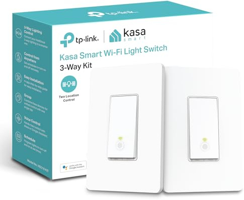 Kasa Smart 3 Way Switch HS210 KIT, Needs Neutral Wire, 2.4GHz Wi-Fi Light Switch works with Alexa and Google Home, UL Certified, No Hub Required, White,2 Count (Pack of 1)