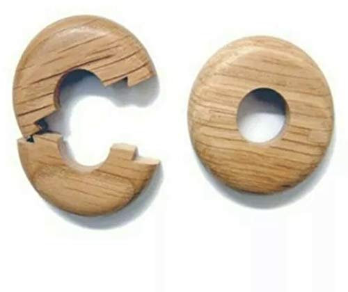 2 X 15mm Solid Oak Colour Wooden Wood Radiator Pipe Collars Cover Floor Easy Fit