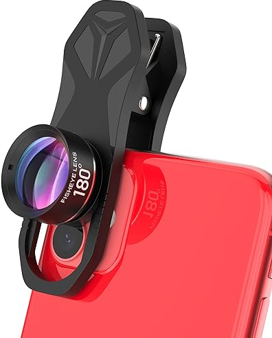 180° Fischaugenobjektiv, für iPhone, Samsung, Pixel, BlackBerry usw., mit Clip, Handy-Objektiv, anamorphes Objektiv, lustige Bilder