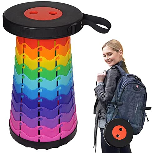 Portable Telescoping Stool for Adults Heavy Duty, Plastic Collapsible Chair Can Hold 500lb, Retractable Folding Stools for Fishing, Hiking, Traveling