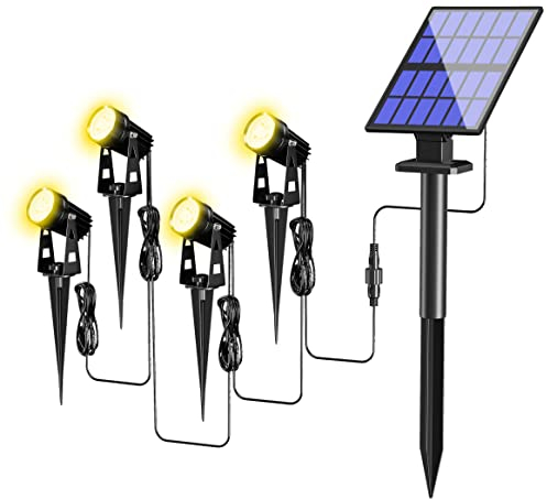 FLOWood Solar Gartenleuchte, 4 in 1 Solarstrahler Solarlampen für Garten, Aluminium-Werkstoffe Wasserdicht LED Solarlampe Außen Solarleuchte, Auto-on/off für Bäume,Sträucher,Gartenweg, Warmes Licht…