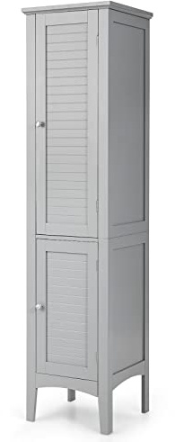 Giantex Storage Cabinet, Bathroom High Cabinet with 5 Tier Storage Shelves, Narrow Tall Organizer for Bathroom, Kitchen, Living Room,Linen Tower, Freestanding Slim Floor Cabinet, Grey