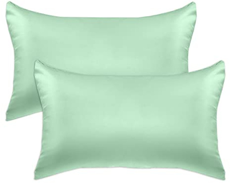 Elegant Comfort Set di 2 federe rinfrescanti in raso di viscosa con chiusura a cerniera nascosta, liscia come la seta per la migliore cura dei capelli e della pelle, bella confezione regalo, set di 2