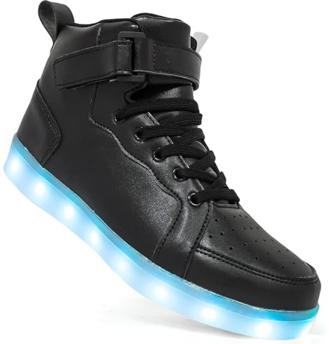 Scarpe da Ginnastica Luminose con Luci per Bambino per Adulti Scarpe da Ragazzi Ragazze Ricarica USB LED Illuminati Scarpe Lampeggianti Alte Xmas (C-Black,44)