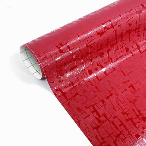 CompraFun Covering Voiture, Film Covering Carbone Maya Pattern en Vinyle, Autoadhésif Imperméable sans Bulles, Autocollant Carbone pour la Décoration de Voiture/Moto/Vélo (Rouge, 30 x 150CM)