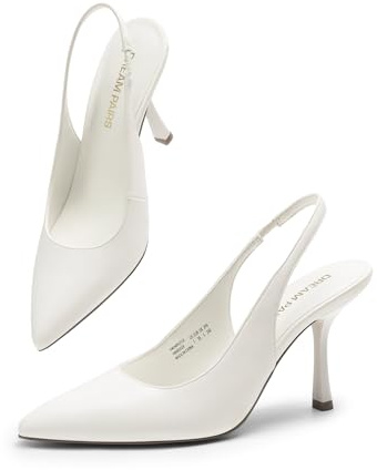 DREAM PAIRS Scarpe décolleté da Donna con Punta Chiusa,Size 40.5,Bianco-Pu,DWUMPU2510