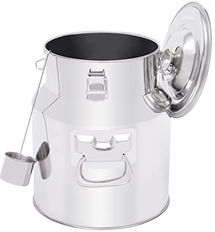 Fermentatore in acciaio inox, 14 l, per latte e latte, per la produzione di vino, con coperchio e maniglia per il trasporto, per la conservazione e il trasporto liquidi