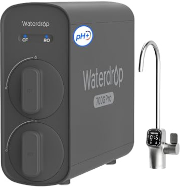 Waterdrop G5P700A-Pro Alkaline Mineral pH+ Reverse Osmosis Water Filter, NSF/ANSI 58 & 372 Certified, 8 Stage Dual Flow Reverse Osmosis System, 700 GPD RO Water Filtration System, LED Faucet