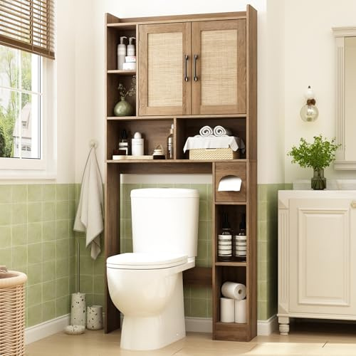 RUSTOWN Rattan Over The Toilet Storage Cabinet, Bathroom Storage Cabinet