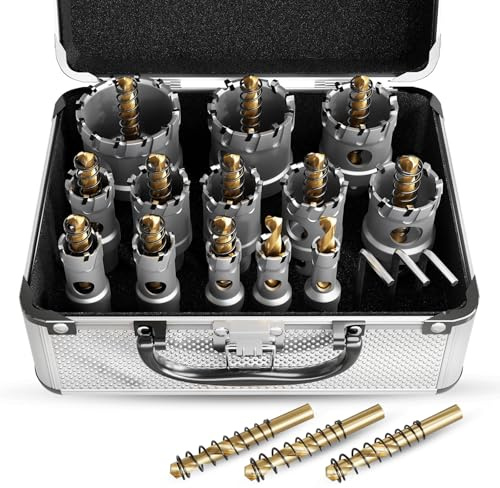 METOTY 19 stück lochsäge metall set,Hartmetall Lochsäge,Hartmetall Bohrer Metall tarke TCT Bohrer Set,mit Titan-Piloten und L-Wrench,für Stahl Eisen Aluminum Metall Hole Saw