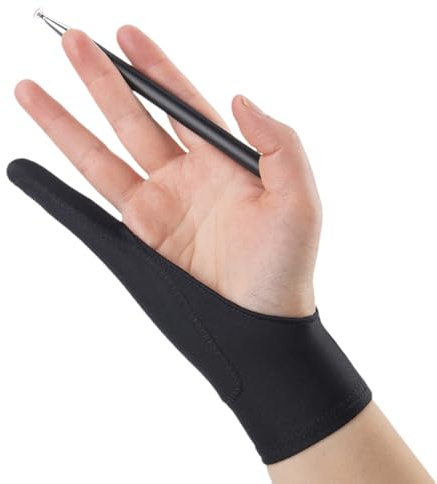 Guanti da disegno per artisti, guanti per respingere il palmo, abbigliamento artistico traspirante, tessuto liscio con design anti-attrito, comodo disegno per schizzi su tablet, pad e monitor grafici