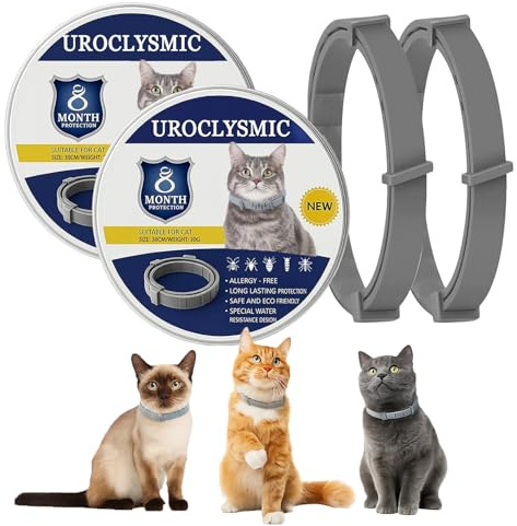 UroClysmic 2 Pack Cat Collar to Prevent Infections, Natural Essential Oils, Safe Waterproof Adjustable Collar for Cats, 16-Month Protection, Suitable for Kittens & Cats Over 7 Weeks
