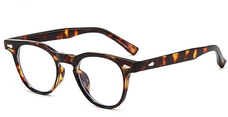 YAMEIZE Small Round Blue Light Blocking Glasses Women Men Retro Clear Lens Glasses Computer Glasses (Tortoise Shell Clear)