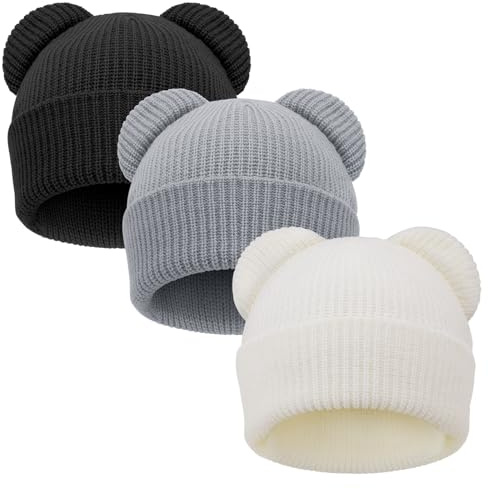 DRESHOW Toddler Beanie Gorro Invierno Bebés bebés Soft Knit Orejas de Oso Adorables Sombrero para Niños Niñas Gorro Cálido Beanies para 6-24 Meses