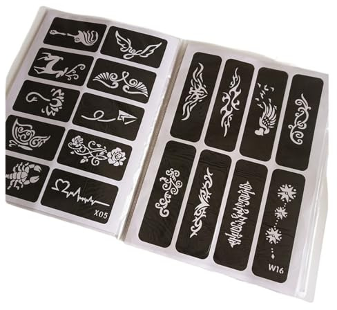 Kit de 40 plantillas tatuaje henna reutilizables (1000 mapas, 20 pegatinas, 516 mapas)(20 Sheet 516 Maps)