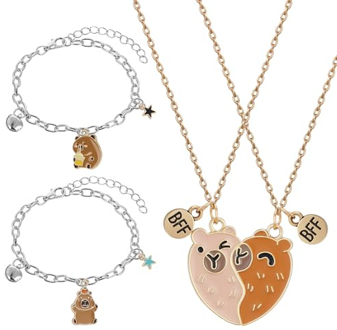 Capybara Bff Necklace for 2 Girls Bracelets Capybara Friendship Necklaces