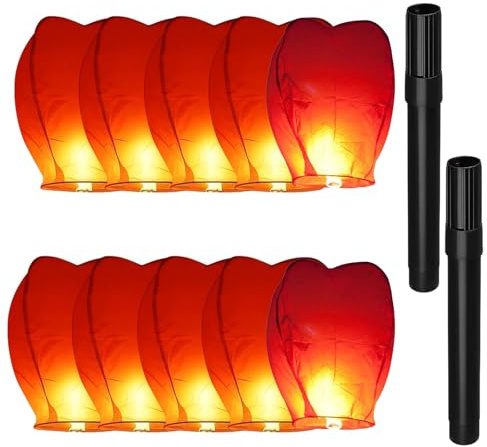 12 Pack Sky Chinese Lanterns, Lanterns to Release in Memory, Lantern Symbolizing Love and Happiness, Suitable for Unforgettable Days, Anniversaries, Weddings, Gatherings, Christmas, and Making Wishes