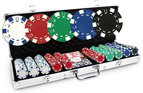 Koffer Dice Basic 500 Chips – Koffer Poker 500 Poker-Chips 11,5 g + Aluminiumkoffer + 2 Kartenspiele + Dealer-Knopf