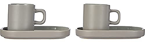 blomus 63725 PILAR Espressotassen, Steingut, Mirage Gray, 6 x 7,5 cm, 0.05 liters