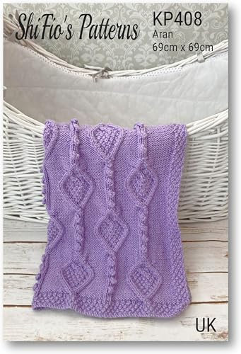 Knitting Pattern for Babies Blanket, Knitted Blanket Pattern Using Aran Yarn, Baby’s Blanket Knitting Pattern, Aran Knitting Pattern, Cables and Bobbles, KP408