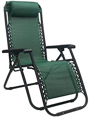 Totò Piccinni Sedia GRAVITY gravità Zero Sdraio da Giardino Poltrona Relax Pieghevole Salvaspazio Reclinabile Tessuto in Textilene (Verde)