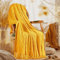 inhand Knitted Fall Throw Blanket for Couch and Bed, Knit Fall Decor Halloween Blanket with Tassel, Mustard Yellow Lightweight Decorative Farmhouse Warm Woven Blankets and Throws for Women, 60x80