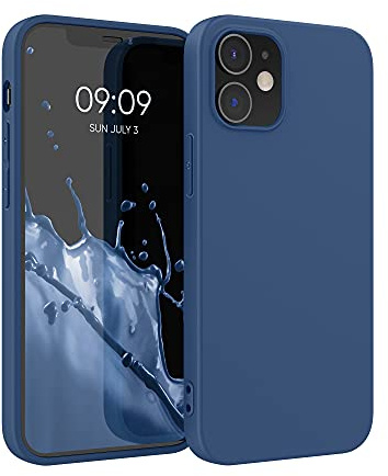 kwmobile fodral kompatibelt med Apple iPhone 12/iPhone 12 Pro fodral – mjukt smalt skyddande TPU-silikonskydd – marinblå