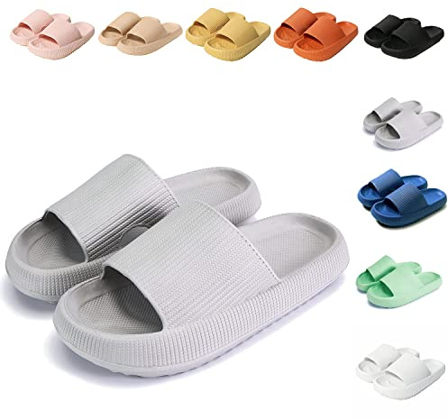 Sumvov Ciabatte Donna Uomo Antiscivolo Ciabatte per Doccia Piscina,Pantofole da casa per donna morbidissime come una nuvola,ciabatte spiaggia piscina Donna Uomo(Grigio,42-43 EU)