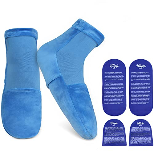 Hilph Kälteschuhe Chemotherapie Kühlsocken mit 4 Kühlpads Gel Kühlakkus, Kühlmanschette Füß Socken für Füß Kühlen Plantarfasziitis, Geschwollene, 1 Paar (L)